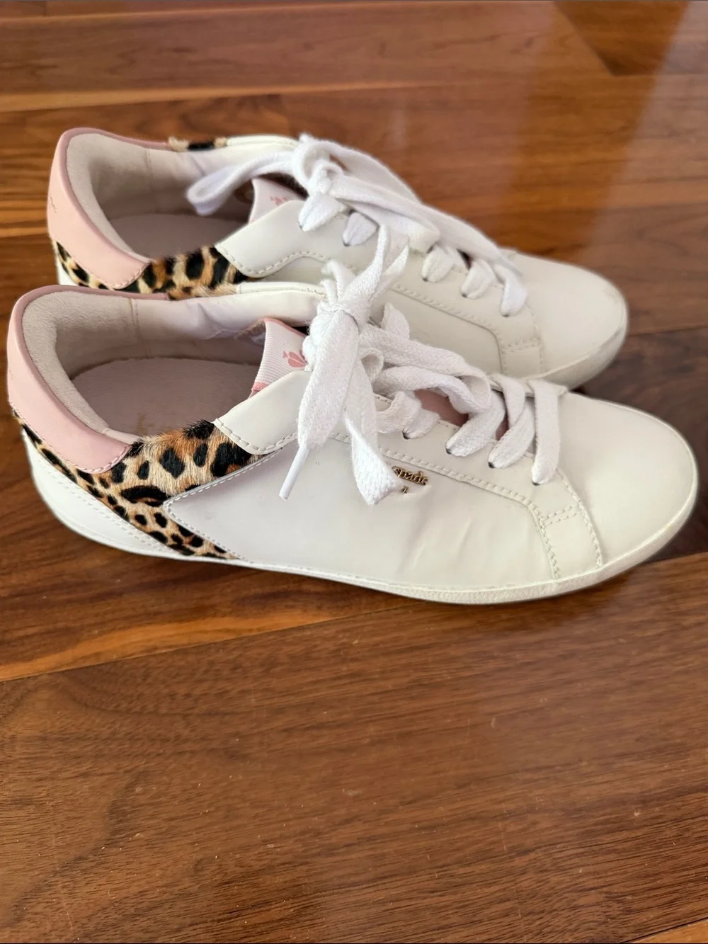 Kate Spade New York Ace Sneaker White Lovely Leopard Women Size 8.5 B
